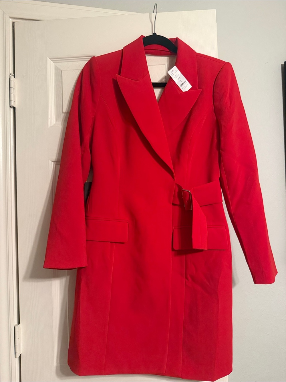 White House Black Market Red Belted Trench Coat